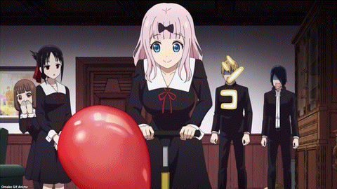Fujiwara Chika pumping a balloon